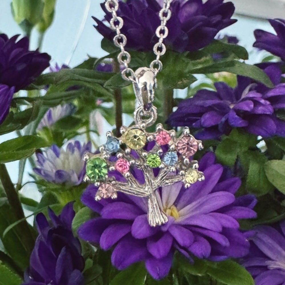 Pendant Colorful Tree of Life Silver Necklaces